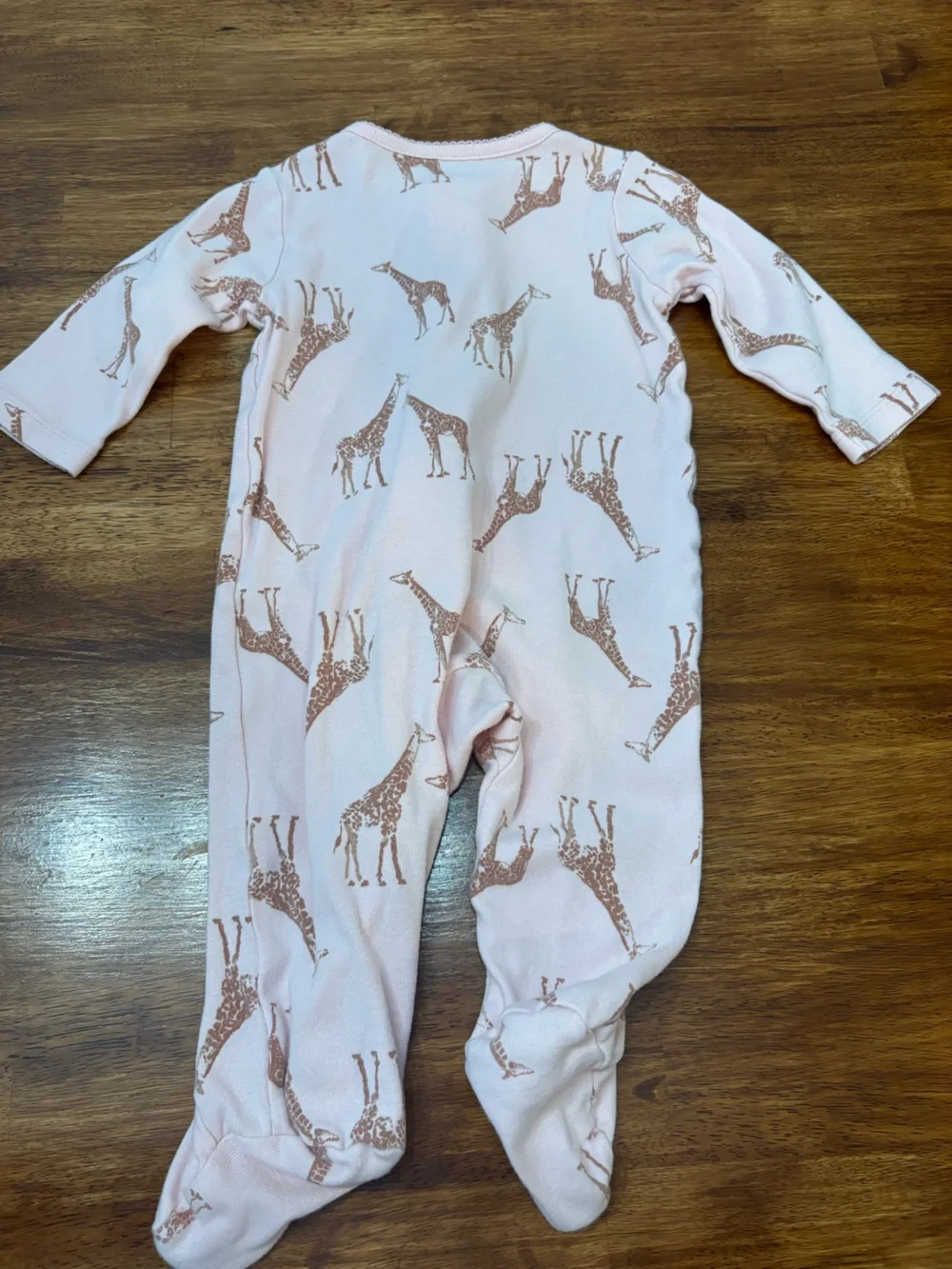 Carter's Pink Giraffe Print Footed Zip Pajamas